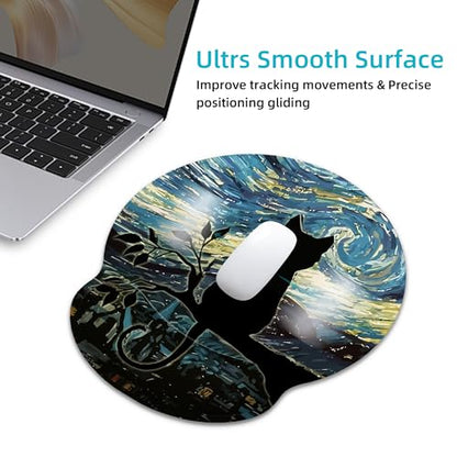Ergonomic Mouse Pad with Wrist Support,Aesthetic Black Cat Mouse Pad with Wrist Rest,Relieve Wrist Pain Mousepad Non-Slip Rubber Base,Cute Mouse Pads for Desk,Computers,Laptop,Office,Accessories - color: Aesthetic Black Cat