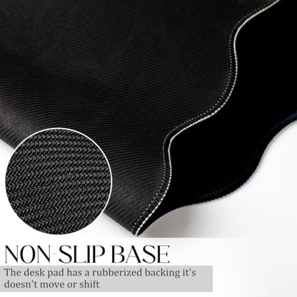 Hahafelt Scalloped Desk Mat Large Desk Pad Cute Coquette Table Mat Back to School Preppy Table Make up Pad Nonslip Graduation Gift with Stitching Waterproof Gaming(Black,23.6 x 13.8 Inches) - color: Black, size: 23.6 x 13.8 Inches