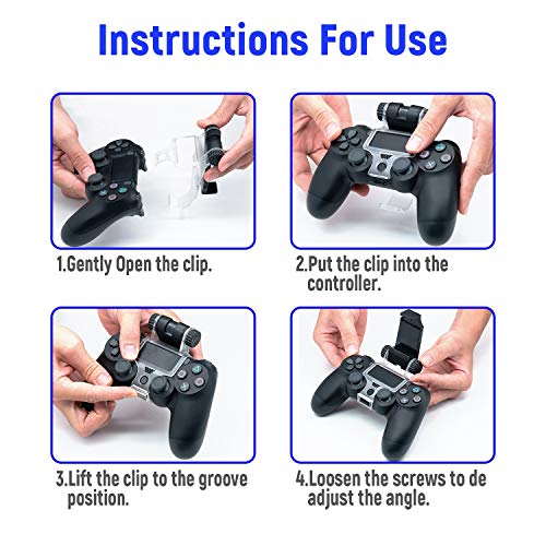 Mcbazel Phone Mount Clip for PS4 Controller, Smart Phone Holder Compatible with PS4 DualShock 4 Controller and iPhone, Android up to 6 Inch - Black