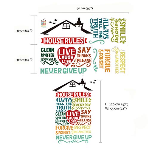 Runtoo House Rules Wall Decal Inspirational Wall Quotes Stickers Family Living Room Decor - color: House Rules