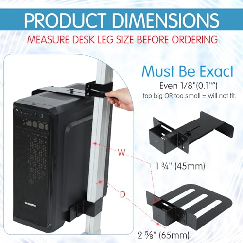 Relaxweex Under Desk PC Mount for Standing Desk Fits 65mm×45mm Legs PC Under Desks Mount 50lb Capacity Computer Holder Under Table Adjustable Computer Holders Clamp on Leg Holder, with Non Slip Pads - size: 9.84 X 7.87 X 1.97 Inches