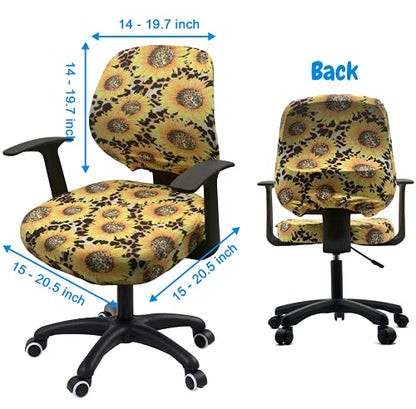 Office Chair Cover Stretchable Computer Desk Chair Seat Covers 2 Piece Waterproof Swivel Chair Protective Slipcover