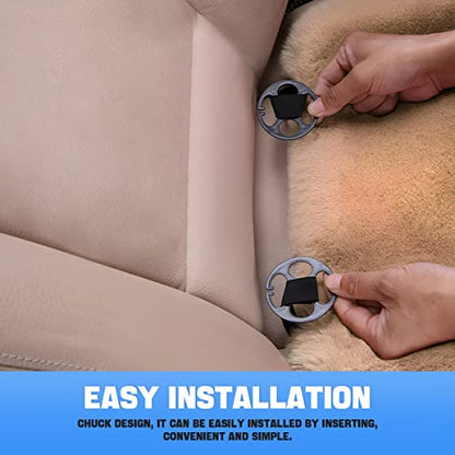 2Pack Car Front Seat Cushion, Soft Warm Faux Rabbit Fur Winter Auto Seat Cover, Fluffy Plush Vehicle Seat Protector Pad with Non-Slip Backing, Car Accessories for Home and Office Chair (Khaki) - color: Khaki