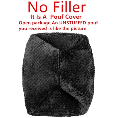 Asuprui Unstuffed Pouf Ottoman Round Poof Ottoman No Filler Soft Faux Fur Foot Stool 20x20x12 Inches Fuzzy Chair Floor Pouf Foot Rest with Storage for Living Room Bedroom Black - color: Black