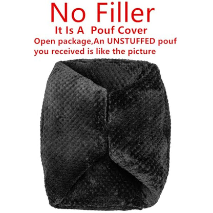 Asuprui Unstuffed Pouf Ottoman Round Poof Ottoman No Filler Soft Faux Fur Foot Stool 20x20x12 Inches Fuzzy Chair Floor Pouf Foot Rest with Storage for Living Room Bedroom Black - color: Black