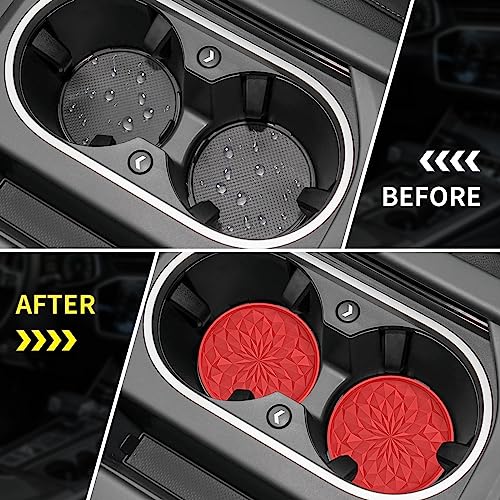 ME.FAN Car Coasters for Cup Holders [4 Pack] - 2.75In Silicone Auto Mug Mats - Universal Non-Slip Recessed Car Interior AccessoriesRed - color: 4 Pack-red