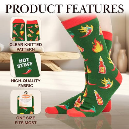 ZAGKOO Funny Socks for Men, Women - Stocking Stuffers for Men - color: Hot Stuff