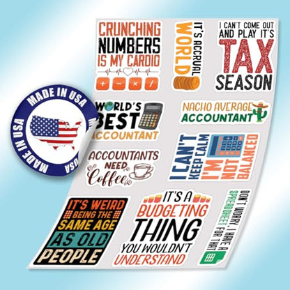 10pcs Accountant Sticker Sheet, Funny Vinyl Decals for CPAS, Finance Students, and Bookkeepers, Waterproof, UV-Resistant, for Laptop, Water Bottle, Notebook, Clipboard, Office Desk (Design 4) - color: Design 4