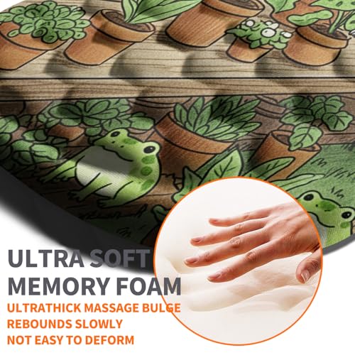 Ergonomic Joint Wrist Support Mouse Pad with Memory Foam Cushion Massage Bump, Carpal Tunnel Pain Relief Mousepad Slope Design for Wrist Rest, 11.8x7.9 in, Cute Frog - color: Cute Frog