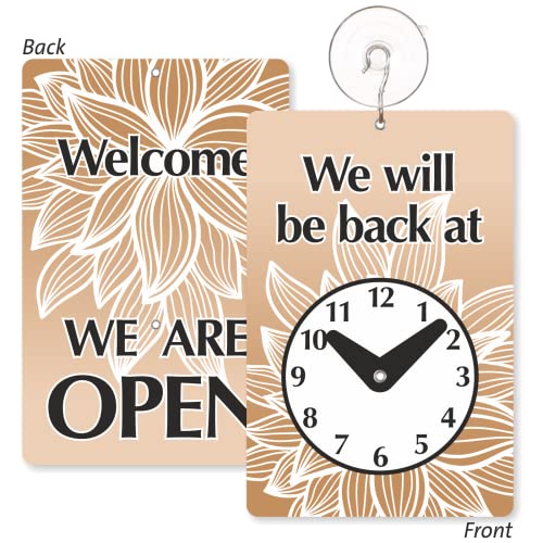 SmartSign "Will Be Back/Welcome We Are Open" 2-Sided Be Back Clock sign | 5.75" x 8.75", Made in USA - color: 5.75" x 8.75"