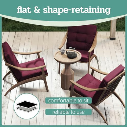 Outdoor Chair Cushions Set of 2, 42x21x4 Inch Patio Cushion for Dining/Rocking Chairs, High Back Soft Seat Pad with Ties, Indoor Outside Use, Fade-Resistant & Waterproof, Burgundy - color: Burgundy