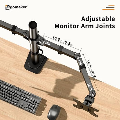 Dual Monitor Stand, Arm Monitor Desk Mount for 13" to 27" 2 Screens, Full Adjustable Height, Tilt Swivel Rotate, Holds 22 lbs per Arm, Easy to Install - size: Dual Up to 27"