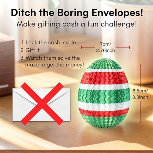 Maze Puzzle Box for Cash Gift, Money Holder Gift Box | Maze puzzle, hidden cash compartment, money gift, birthday anniversary, brain teaser, surprise holder gift for teens & adults - color: Christmas Color