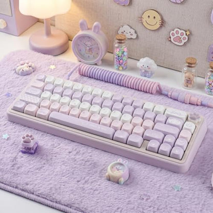Tsungup MOA PBT Keycaps, Purple 143 Keys Cute Soft Simple Custom Keycaps Dye Sub Key Caps Keyboard Keycap Set for MX Switches Mechanical - color: Purple