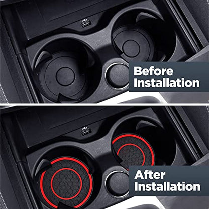 2 PCS Car Cup Holder Coaster,Car Coasters Cup Mats,2.75 Inch Universal Car Cup Coasters,Non-Slip Anti Dust Mats Cup Holder Insert Coaster, Suitable for Most Car Interior (Red) - color: Red