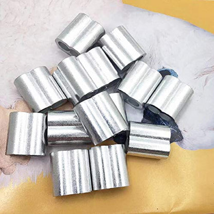 Aluminum Crimping Loop Sleeve Cable Crimp for 3/8" Diameter Double Ferrule Wire Rope and Cable (Pack of 14)