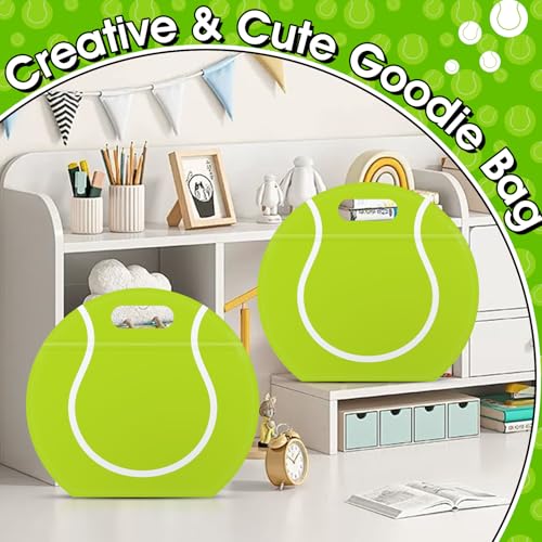AKAIXI 24pcs 3.5Mil Thickened Tennis Gift Bags Reusable Sealed Snack Bags | with Handle Stand-up Tennis Goodie Bags for Tennis Themed Party Favors Birthday Supplies Lovers Players Coaches Gifts - color: Tennis
