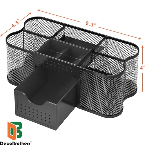 Deco Brothers Desk Organizers Pen Holder Office Caddy Storage, Black - color: Black
