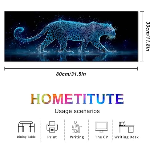 HOMETITUTE XL Mouse Pad Gaming Mousepad 31.5x11.8 Inch Neon Leopard Night Art Non-Slip Keyboard Desktop Protector Mat Diatomite Large Mouse Pad for Home and Office Desk Accessories - color: Neon Leopard Night Art