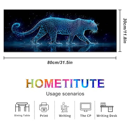 HOMETITUTE XL Mouse Pad Gaming Mousepad 31.5x11.8 Inch Neon Leopard Night Art Non-Slip Keyboard Desktop Protector Mat Diatomite Large Mouse Pad for Home and Office Desk Accessories - color: Neon Leopard Night Art