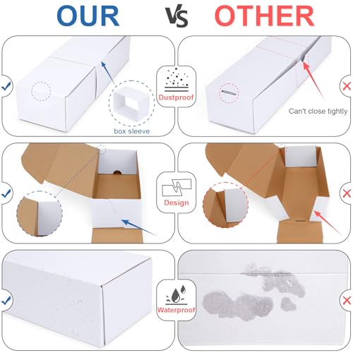 Trading Card Storage Box with Dividers, Cardboard Cards Organizer Box for Baseball, Sports, Game, Playing Card Collection, pack of 6, White&Brown