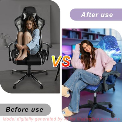 Gaming Chair Covers, 3D Printing One-piece Universal Fit Gaming Chair Seat Cover with Armrest Sloipcover(Color:Style 4) - color: Style 4
