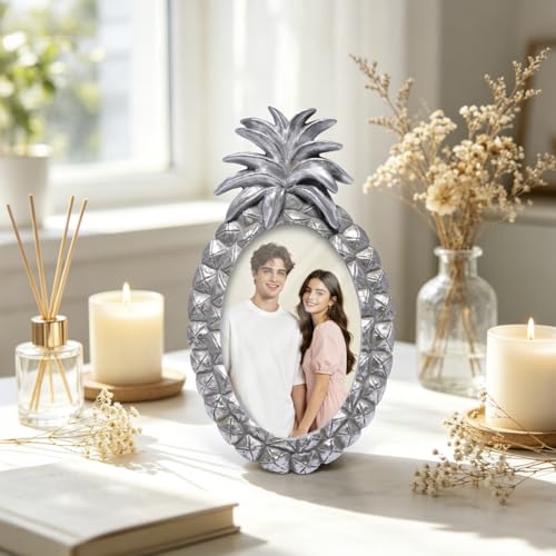 ZAWUU Gold Vintage Oval Picture Frame, Mini 4x6 Ornate Baroque Cherub Angel Photo Frame for Tabletop Decor, Antique Carved Frame with Shatterproof Acrylic Cover for Vanity, Desk - color: Color4