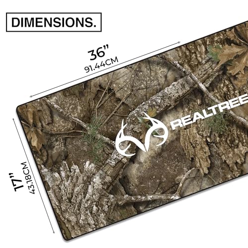 MPCO. Real Tree Large Gaming Desk Pad - 36" x 17" Duraglyde Fabric APX – with Logo Desk Mats - Non-Slip, Washable, Smooth Glide for Precision Gaming & Work - color: Duraglyde Apx – With Logo