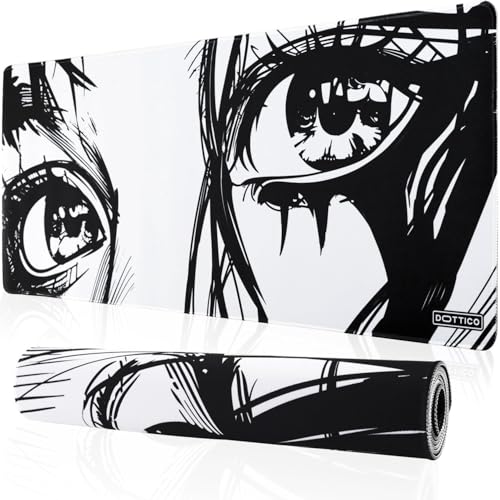 XL Anime Eyes Mouse Pad – Large Manga Girl Desk Mat 31.5x11.8 – Non-Slip, Water-Resistant, Stitched Edges – Aesthetic Japanese Gaming Mat - color: Anime, size: 31.5L x 11.8W inches