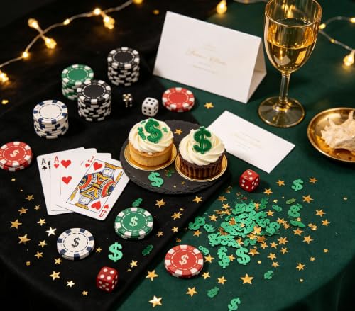Green Dollar Sign Party Confetti,Table Scatter Decoration for Money Theme Birthday Table Decor, Casino Themed Birthday Adult Game Night Retirement Anniversary Graduation Party Decoration