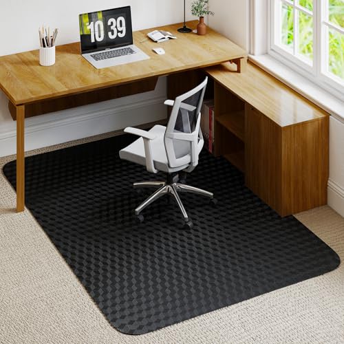 Office Chair Mat for Low Pile Carpet with Lip, 48" x 60" Clear Plastic Heavy Duty Floor Protector, Smooth Glide Desk Chair Mat for Rolling Chairs, Computer Chair Mat for Home Office, Gaming-Black - size: 48"x60"