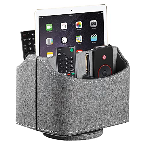 Remote Control Holder, Spinning Remotes Caddy Organizer for TV Accessories/ Controllers/ Office Supplies/ Phones, Bedside Table Desk Organizers and Decorations for Living Room, Desktop Storage Box - color: 5# Grey Cloth