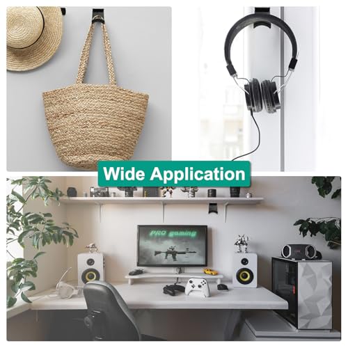 uxcell Headphone Stand, 1 Pcs ABS Headset Holder Adhesive Headphone Holder Hook Mount Headphone Hanger Hook Under Desk for Gaming Headphones Earphones Cables, Black(Wall-Mounted) - color: Black