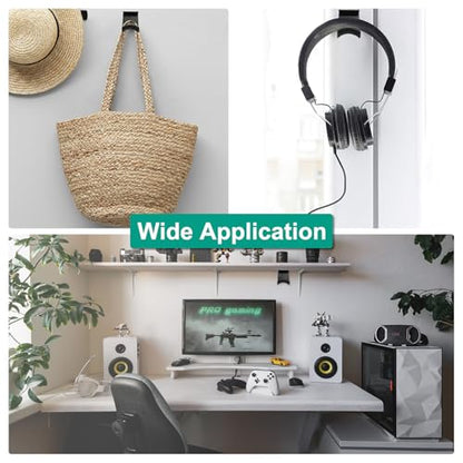 uxcell Headphone Stand, 1 Pcs ABS Headset Holder Adhesive Headphone Holder Hook Mount Headphone Hanger Hook Under Desk for Gaming Headphones Earphones Cables, White(Wall-Mounted) - color: White