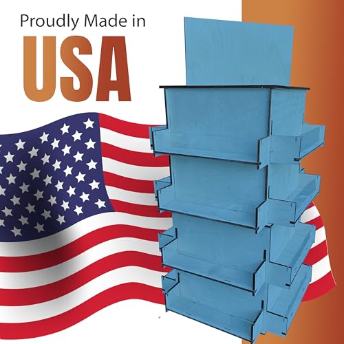 TORCHED DISPLAYS 4-Sided Rotating Display Stand - Craft Shows, Trade Shows, Markets - Small & Medium-Sized Items like Stickers, Postcards, Coasters, Note Pads, Napkins, Easy to Assemble (Blue) - color: Blue