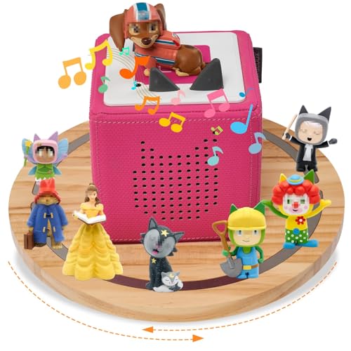 Gieanoo Tonies Shelf Magnetic,360° Round Turntable Tonie Storage for TonieBox 1 and Toniebox 2 Pine Wood Tonies Display Shelf for 10-20 Characters for Kids Play Room(Natural) - color: A-natural