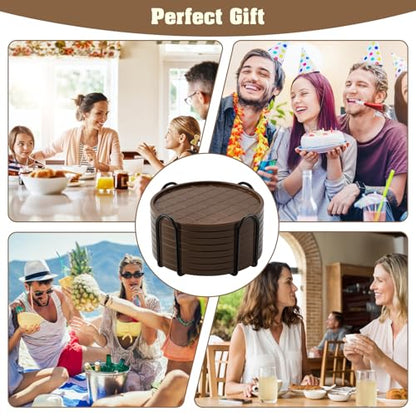 Coasters,Drink Coasters Set of 8 with Holder (Coffee, 12pcs) - color: Coffee, size: 12 pcs