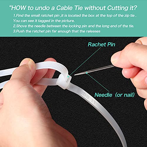 Shappy 24 Inch 50 Pcs Zip Ties Heavy Duty Strong Large Cable Wire Ties Zip Industrial Sturdy Wire, Awnings Tying Branches Bundling of Crops Fixed Water Pipes (White) - color: White, size: 24 inch