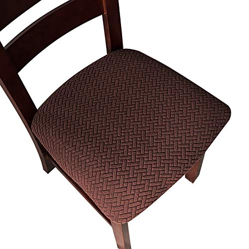 Genina Seat Covers for Dining Room Chair Seat Slipcovers Kitchen Chair Covers (Chocolate, 6 Pcs) - color: Chocolate, size: 6 PCS