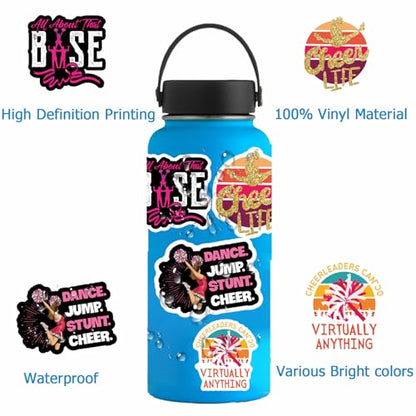 110PCS Cheer Stickers, All Vinyl Waterproof Cheerleader Decals, Perfect Cheer Gifts for Cheerleader Cheer up, Motivational Positive Stickers for Water Bottles Laptop Computer Luggage Cup - style: Cheer Stickers