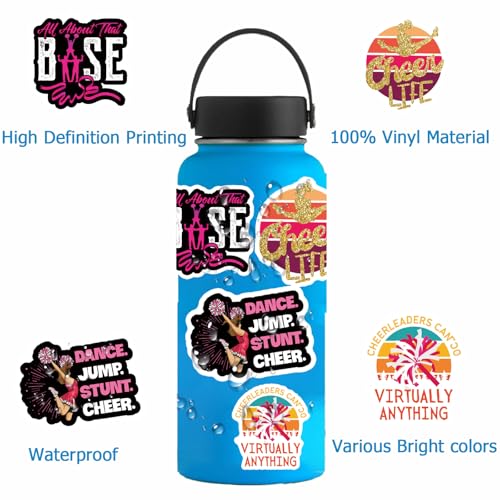110PCS Cheer Stickers, All Vinyl Waterproof Cheerleader Decals, Perfect Cheer Gifts for Cheerleader Cheer up, Motivational Positive Stickers for Water Bottles Laptop Computer Luggage Cup - style: Cheer Stickers
