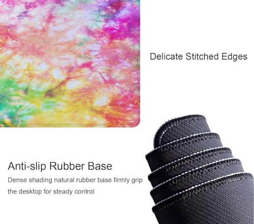 Colorful Tie Dye Pattern Desk Mat, Extended Big Mouse Mat for Home and Office, Large Gaming Mousepad Laptop Keyboard Mat with Non-Slip Rubber Base, Stitched Edges (31.50"x11.8"x0.12") - color: Colorful Tie Dye Pattern