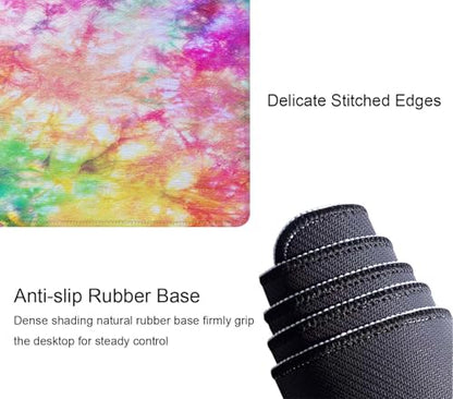 Colorful Tie Dye Pattern Desk Mat, Extended Big Mouse Mat for Home and Office, Large Gaming Mousepad Laptop Keyboard Mat with Non-Slip Rubber Base, Stitched Edges (31.50"x11.8"x0.12") - color: Colorful Tie Dye Pattern