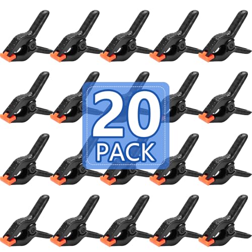 20 Pack 4.5 inch Plastic Spring Clamps, Black Heavy Duty Clips, Backdrop Clips, Woodworking Clamps, Plastic Clamps for Crafts, Backdrop Stand, Woodworking, Photography - size: 4.5in-20P