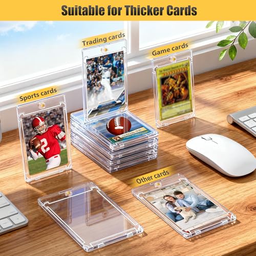 25 Packs 75pt Magnetic Card Holders for Trading Cards | 0.22" Slim Profile, U-V Protection, Individually Wrapped, 2 Strong Magnets, for Baseball Game Collector Display Storage - size: 25 Packs