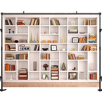 7x5ft White Bookshelf Backdrop Bookcase Backdrop for Office & Home Office Decoration