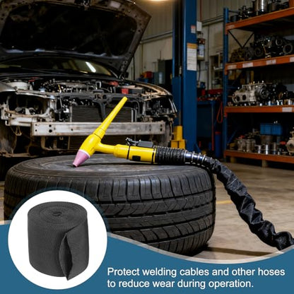 HARFINGTON Nylon Protective Hose Sleeve 2" ID 10FT Cable Cover Sheath Hydraulic Hose Protector Wrap for Welding Cord Tig Torch Hydraulic, Black - size: 2" ID 10FT