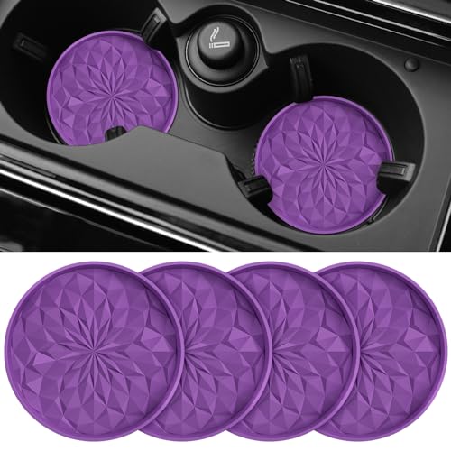 ME.FAN Car Coasters for Cup Holders [4 Pack] - 2.75In Silicone Auto Mug Mats - Universal Non-Slip Recessed Car Interior AccessoriesDeep Purple - color: 4pack-deep Purple