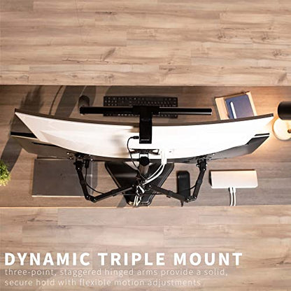 VIVO Triple LCD LED Computer Monitor Desk Stand, Free Standing Heavy Duty Fully Adjustable Mount for 3 Screens up to 30 inches STAND-V003E - size: 13" to 30" screens, style: Freestanding