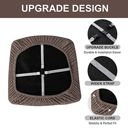 Genina Waterproof Chair Seat Covers Dining Room Chair Covers Stretch Seat Cover for Dinning Room Chair Protector Slipcovers for Kitchen, Hotel (2, Pattern1-Taupe) - color: Pattern1-taupe